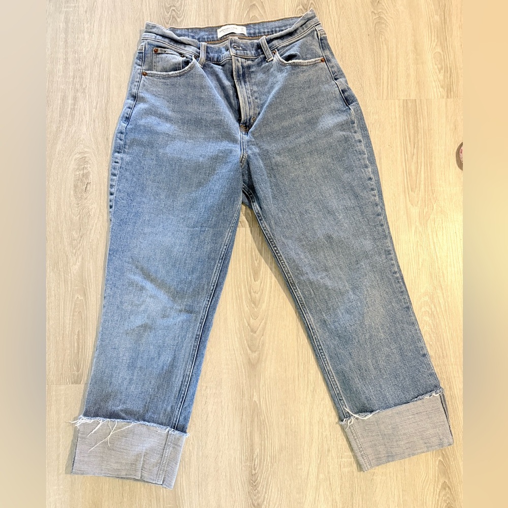 Abercrombie & Fitch Light Blue Cropped Straight Jeans